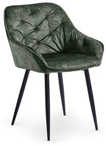 Scaun tapitat K418, verde/negru, stofa clasica/metal, 56x65x81 cm