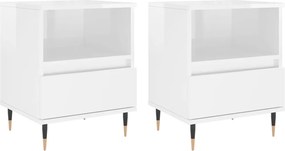vidaXL Noptiere, 2 buc., alb extralucios, 40x35x50 cm, lemn compozit