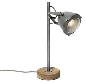 Lampa de masa industriala otel cu lemn 45 cm - Emado