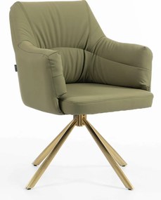 HR840 BAZĂ STEA Scaun Khaki Piele Ecologica Premium Soft cu Bază Aurie