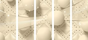 Tablou 5-piese lux alb în design sepia