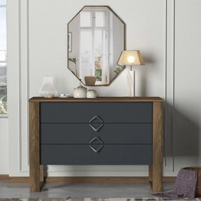 Comoda Bumerang Aynalı, gri antarcit/alun, PAL melaminat, 110x45x76 cm