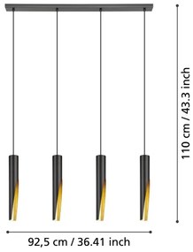 Lustră LED pe cablu Eglo 900873 BARBOTTO 4xGU10/4,5W/230V negru/auriu