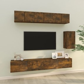 3114619 vidaXL Set dulapuri TV, 6 piese, stejar fumuriu, lemn prelucrat