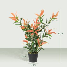 HOMCOM Photinia artificială lucioasă 90 cm, plantă artificială cu 300 de frunze, ramuri ajustabile, 45 x 45 x 90 cm, Roșu+Verde | Aosom Romania