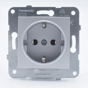 Priza simpla cu impamantare, 16A, IP20, Argintiu, Panasonic Arkedia Slim \ Karre Plus