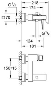 Baterie cada culoare crom Grohe Eurocube