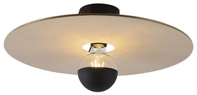 Plafoniera neagră cu abajur plat taupe 45 cm - Combi