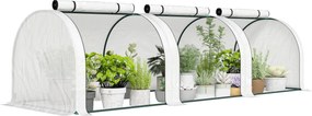 Outsunny Seră tip tunel, 3 ferestre cu fermoar, cadru din oțel, prelată robustă, 295 x 100 x 80 cm, Alb | Aosom Romania