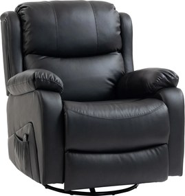 HOMCOM Fotoliu Relax Reclinabil cu 8 Puncte de Masaj și Încălzire, Negru | Aosom Romania