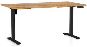 Masă înălțime reglabilă OfficeTech B, 160 x 80 cm, picioare negre, stejar auriu