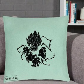 Perna Personalizata Dragon Ball Goku Super Saiyan Silueta, 40x40 cm, Verde Menta, Husa Detasabila, Perna Inclusa, BEKZ®