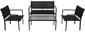 42162 vidaXL Set mobilier de grădină, 4 piese, negru, textilenă