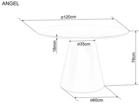Masa rotunda de dining ANGEL 120x120 cm, decor stejar