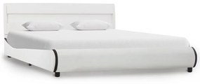 285016 vidaXL Cadru de pat cu LED, alb, 120 x 200 cm, piele ecologică