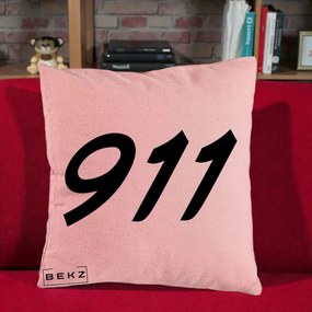 Perna Personalizata 911 Bold, 40x40 cm, Roz, Husa Detasabila, Perna Inclusa, BEKZ®