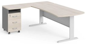 Statie de lucru de colt Manager 200 x 160 cm, stânga, salcâm deschis / gri