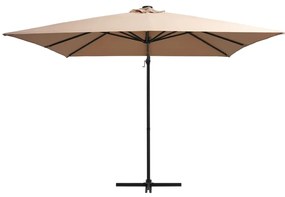 Umbrela suspendata cu LED, stalp otel, gri taupe, 250x250 cm Gri taupe, 250 x 250 cm