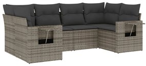 3252917 vidaXL Set mobilier grădină cu perne, 6 piese, gri, poliratan