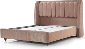 Pat HERMES 160x200, stofa catifelata maro - Velvet 266, cu somiera si