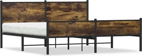vidaXL Cadru pat metalic fără saltea, stejar fumuriu, 160x200 cm