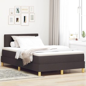 vidaXL Pat cu springs cu saltea maro închis 120x200 cm țesătură