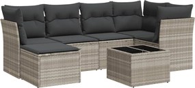 vidaXL Set canapele de grădină cu perne, 7piese gri deschis poliratan