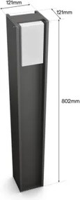 Philips - Lampă LED reglabilă de exterior Hue TURACO 1xE27/8,1W/230V 80 cm IP44