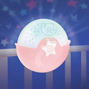 Veioză cu proiector pentru copii 3xAA roz Infantino