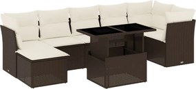 vidaXL Set canapele de grădină cu perne, 8 piese, maro, poliratan