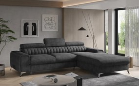 Coltar tapitat, extensibil, cu spatiu pentru depozitare, 275x205x98 cm, Grayson R01, Eltap (Culoare: Albastru / Lukso 40)