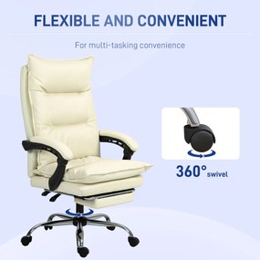 Vinsetto Fotoliu Birou Negru – Rabatabil, Suport Picioare &amp; Ergonomic | Aosom Romania