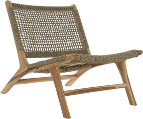 Fotoliu maro in lemn de tec si rattan