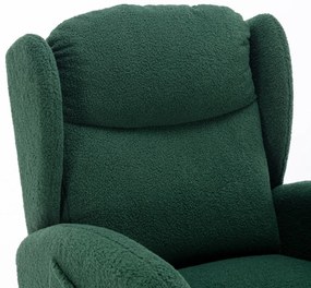 Scaun balansoar modern cu husă din material Teddy, fotoliu cu design ergonomic cu spătar înalt, pentru living și dormitor, 71x96,5x101 cm, Verde