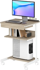 HOMCOM Birou PC cu Sertar Glisant și 2 Rafturi Deschise Alb și Stejar | Aosom Romania