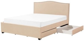 Pat matrimonial 180 cm MONTHY (cu spațiu de depozitare) (cu somieră) (bej). 1007378