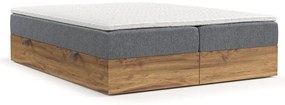 Pat boxspring gri/în culoare naturală cu spațiu de depozitare 180x200 cm Faro – Maison de Rêve
