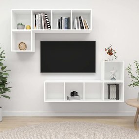 vidaXL Set de dulapuri TV, 4 piese, alb, lemn prelucrat