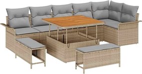 vidaXL Set de canapele pentru grădină 9 pcs Beige și gri deschis