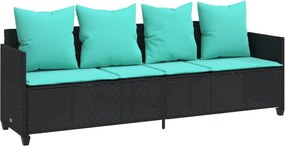 vidaXL Șezlong cu perne, negru, poliratan