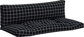 vidaXL Perne pentru paleți, 2 buc, negru, model carouri, textil oxford