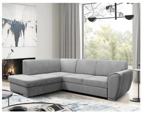 Colțar extensibil în L SERPA, stânga, gri, cu spațiu de depozitare