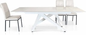 MASA SASSO - STICLA CERAMICA CU PICIOR METALIC - ALB