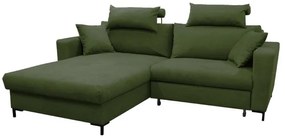 Colțar extensibil HORTA, cu spațiu de depozitare, în formă de L, versiune stânga, verde