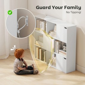 HOMCOM Bibliotecă cu Cuburi cu 6 Secțiuni Deschise și 3 Închise din Lemn Alb | Aosom Romania