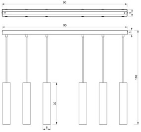 Lustră pe cablu RAITO 6xGU10/8W/230V alamă