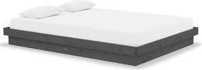 vidaXL Cadru de pat, gri, 140x190 cm, lemn masiv