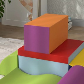 HOMCOM Set de 7 Blocuri Moi pentru Copii 1-3 Ani în Spumă și Piele PU, pentru Casă și Grădiniță, Multicolor | Aosom Romania