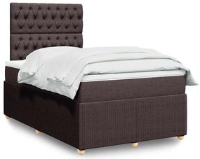 vidaXL Pat box spring cu saltea, maro închis, 120x200 cm, textil