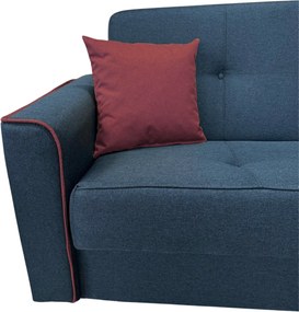 Canapea VERA extensibila, 3 locuri, lada de depozitare, stofa bleumarin + rosu bordo, 225x90x90 Bleumarin + Rosu Bordo, Stofa